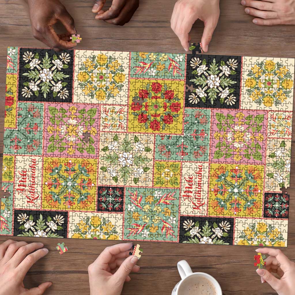 Mele Kalikimaka Hawaii Christmas Puzzle Melemele Mama Seamless Floral Motif - Polynesian Pride