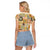 Mele Kalikimaka Hawaii Christmas Raglan Cropped T Shirt Melemele Mama Seamless Floral Motif - Polynesian Pride