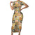 Mele Kalikimaka Hawaii Christmas Short Sleeve Bodycon Dress Melemele Mama Seamless Floral Motif - Polynesian Pride