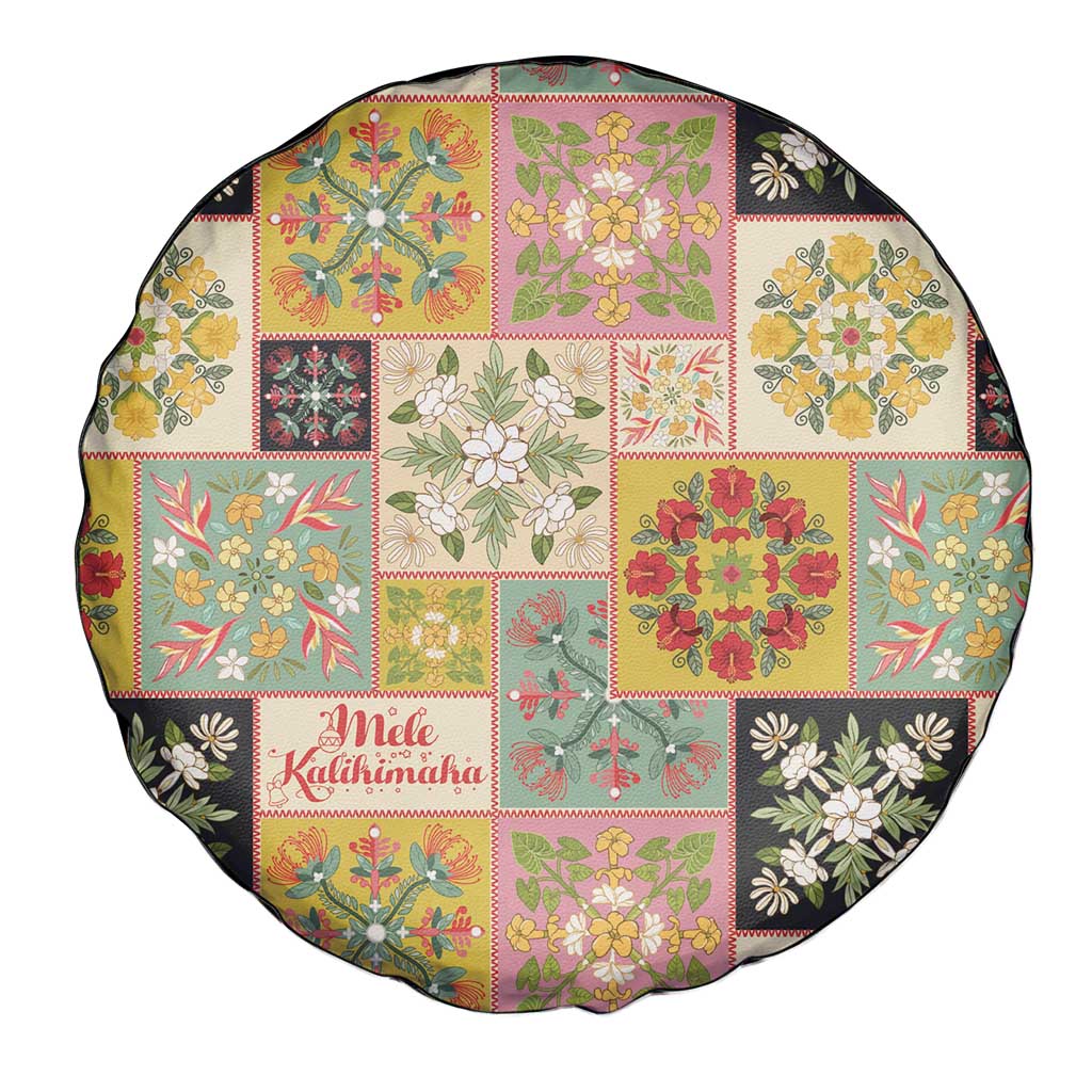 Mele Kalikimaka Hawaii Christmas Spare Tire Cover Melemele Mama Seamless Floral Motif - Polynesian Pride