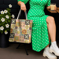 Mele Kalikimaka Hawaii Christmas Tote Bag Melemele Mama Seamless Floral Motif - Polynesian Pride