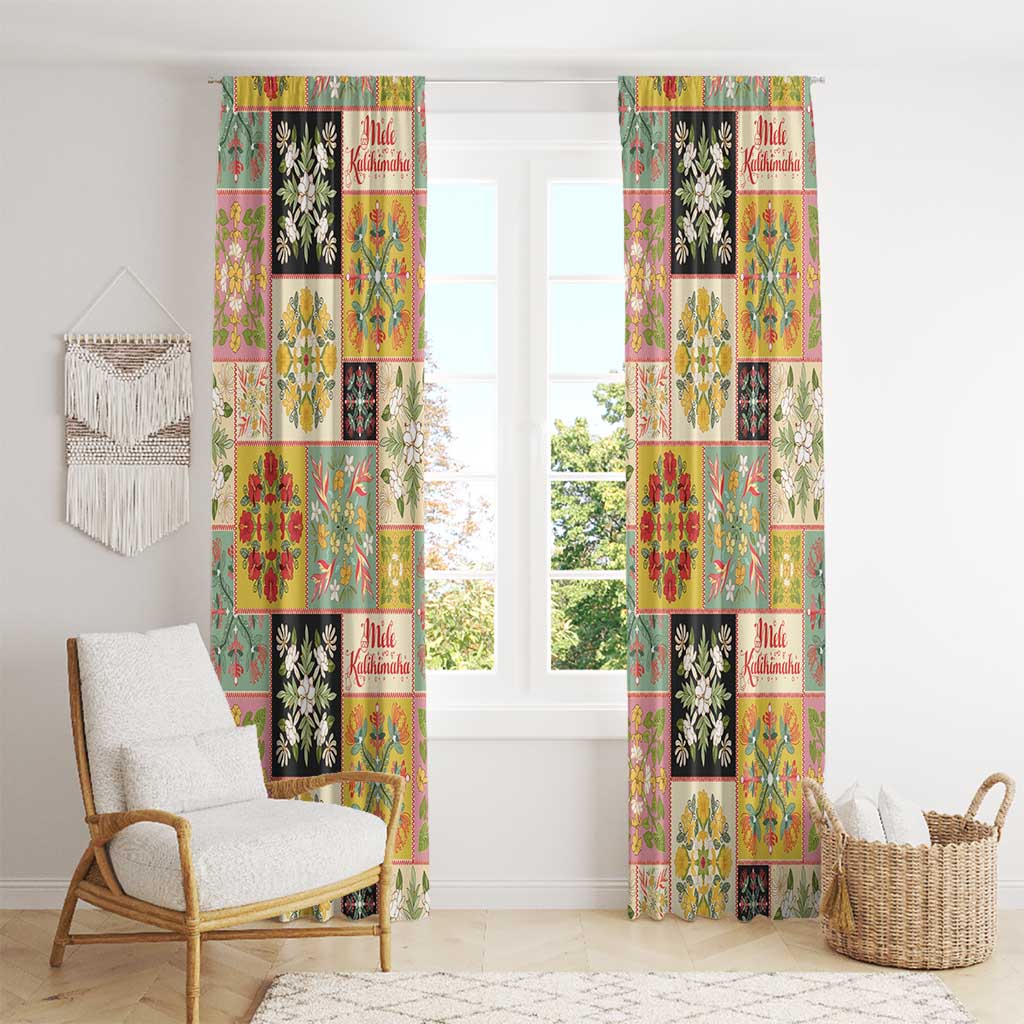 Mele Kalikimaka Hawaii Christmas Window Curtain Melemele Mama Seamless Floral Motif - Polynesian Pride
