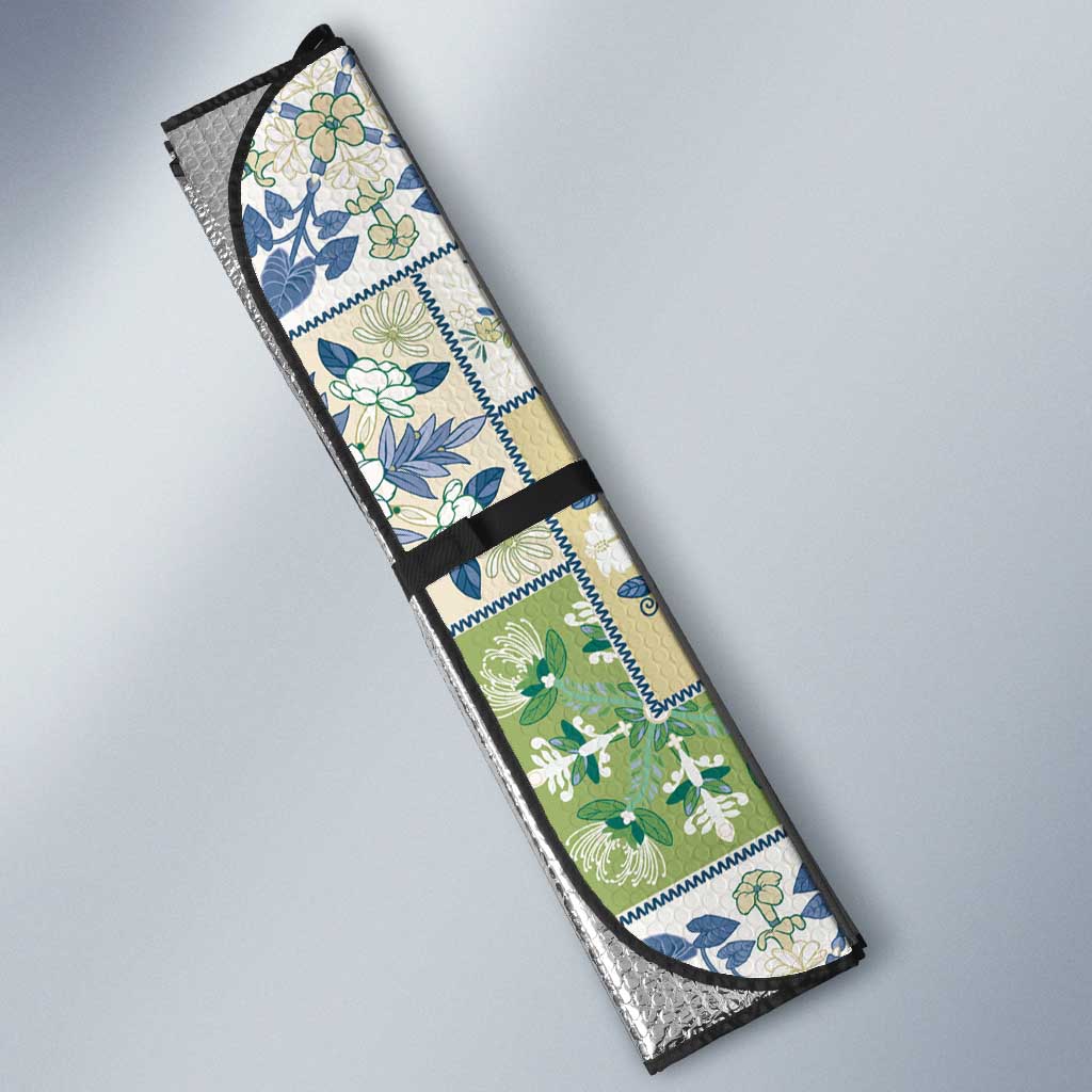 Mele Kalikimaka Hawaii Christmas Auto Sun Shade Omaomao Seamless Floral Motif - Polynesian Pride