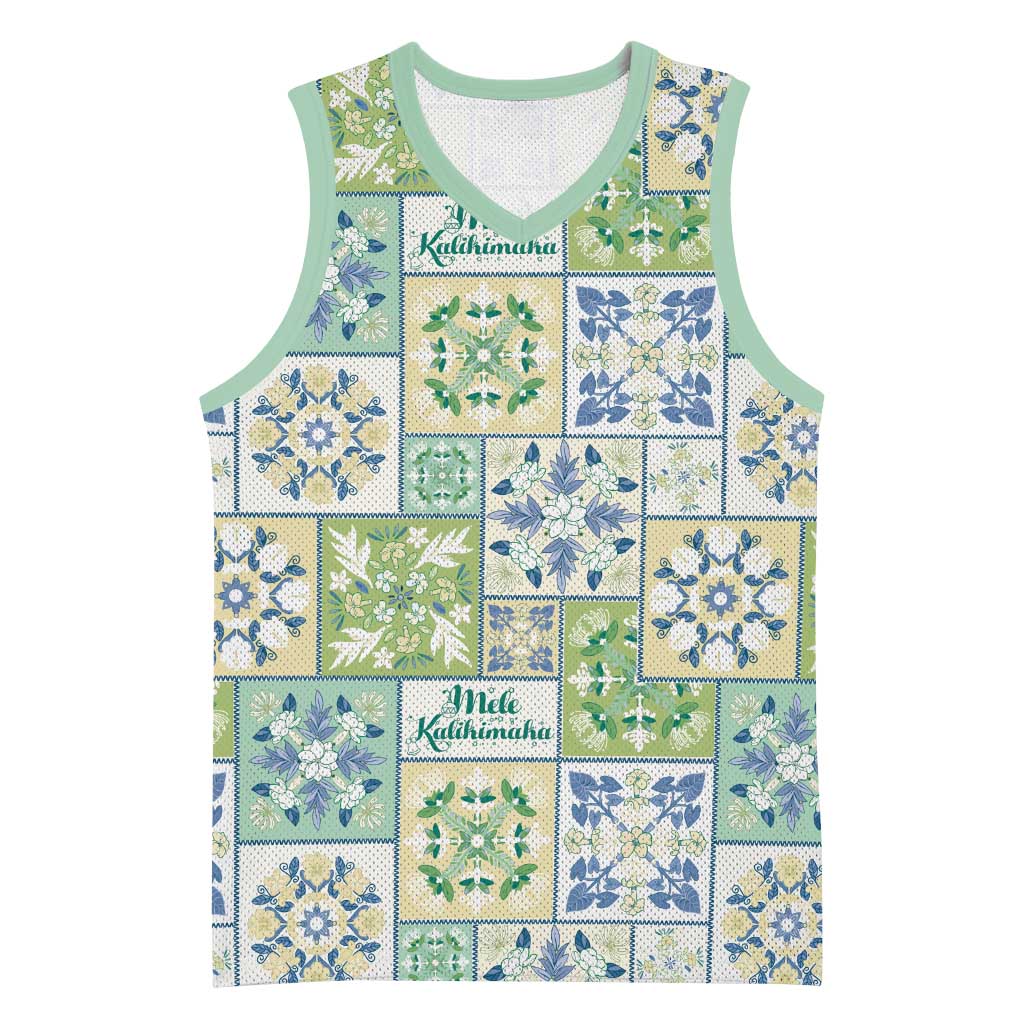 Mele Kalikimaka Hawaii Christmas Basketball Jersey Omaomao Seamless Floral Motif - Polynesian Pride