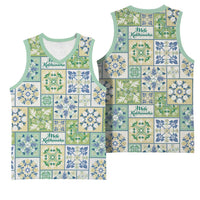 Mele Kalikimaka Hawaii Christmas Basketball Jersey Omaomao Seamless Floral Motif - Polynesian Pride