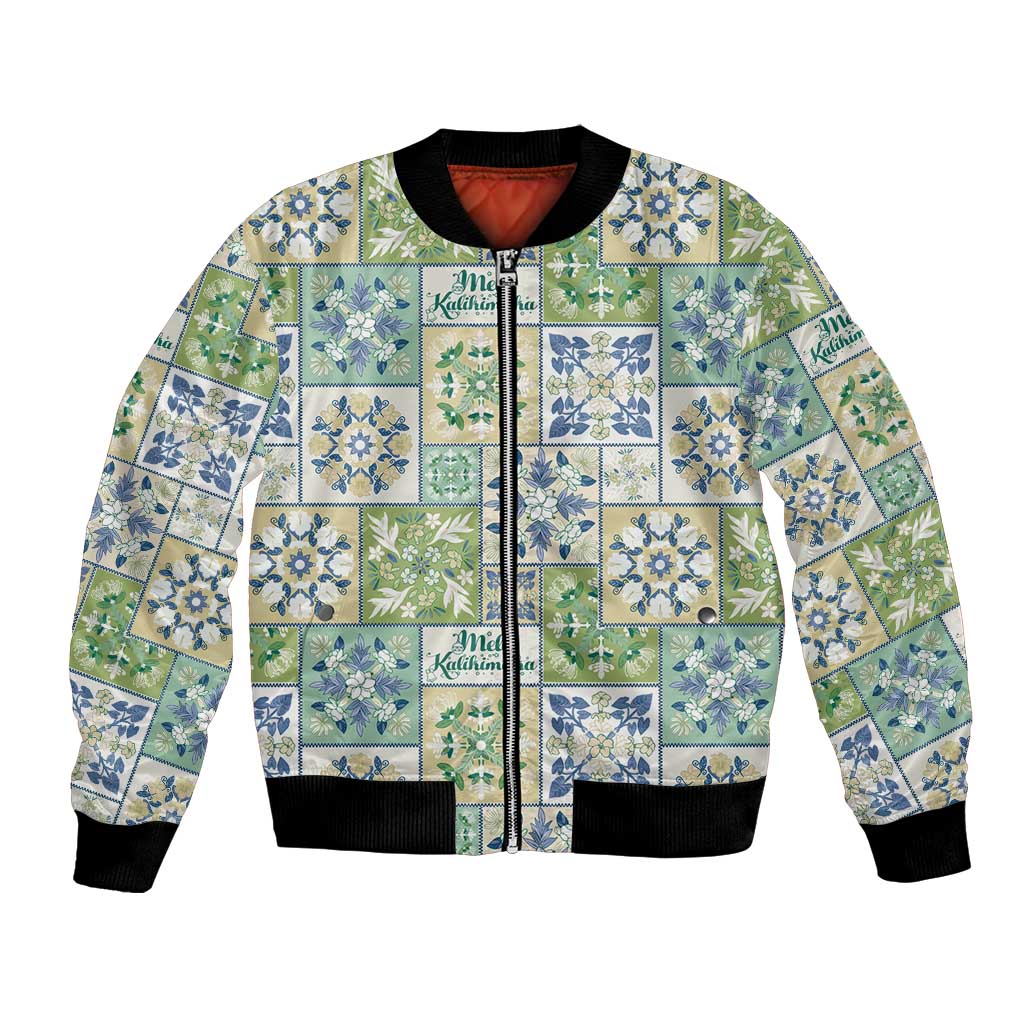 Mele Kalikimaka Hawaii Christmas Bomber Jacket Omaomao Seamless Floral Motif - Polynesian Pride