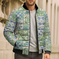 Mele Kalikimaka Hawaii Christmas Bomber Puffer Jacket Omaomao Seamless Floral Motif - Polynesian Pride