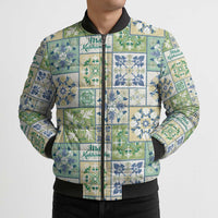 Mele Kalikimaka Hawaii Christmas Bomber Puffer Jacket Omaomao Seamless Floral Motif - Polynesian Pride