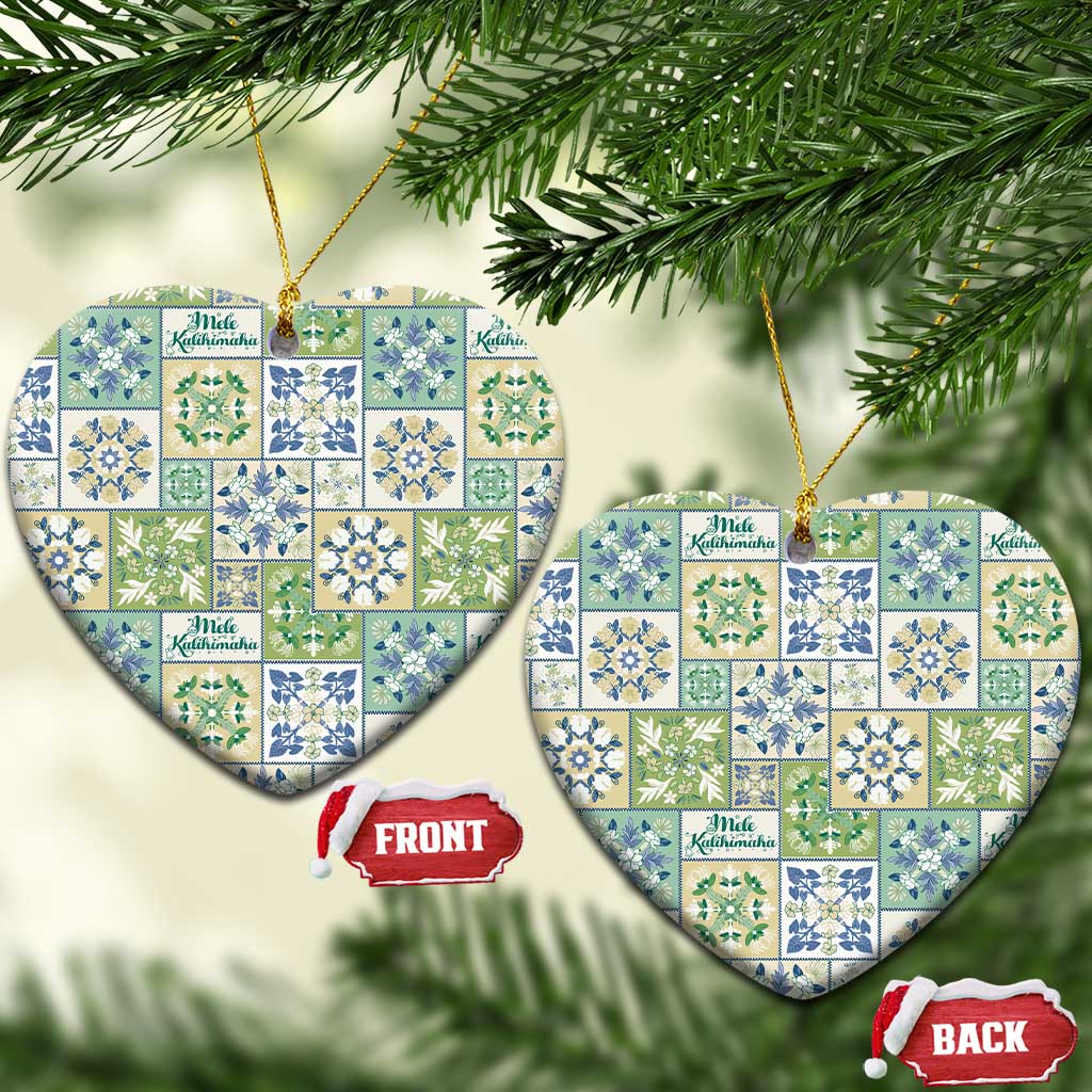 Mele Kalikimaka Hawaii Christmas Ceramic Ornament Omaomao Seamless Floral Motif - Polynesian Pride