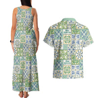 Mele Kalikimaka Hawaii Christmas Couples Matching Tank Maxi Dress and Hawaiian Shirt Omaomao Seamless Floral Motif - Polynesian Pride