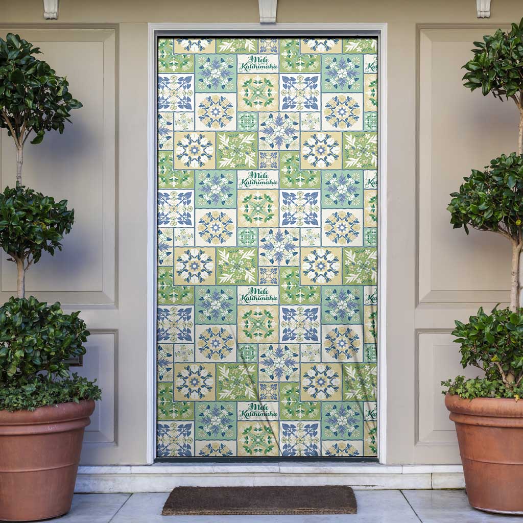 Mele Kalikimaka Hawaii Christmas Door Cover Omaomao Seamless Floral Motif - Polynesian Pride