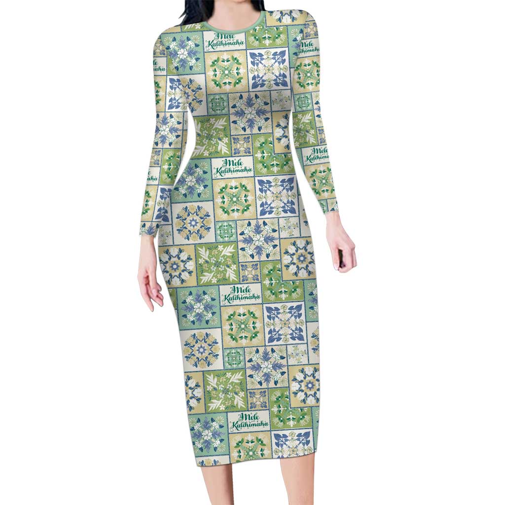 Mele Kalikimaka Hawaii Christmas Family Matching Long Sleeve Bodycon Dress and Hawaiian Shirt Omaomao Seamless Floral Motif - Polynesian Pride