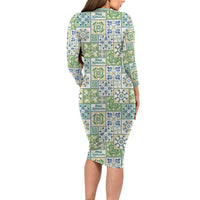 Mele Kalikimaka Hawaii Christmas Family Matching Long Sleeve Bodycon Dress and Hawaiian Shirt Omaomao Seamless Floral Motif - Polynesian Pride