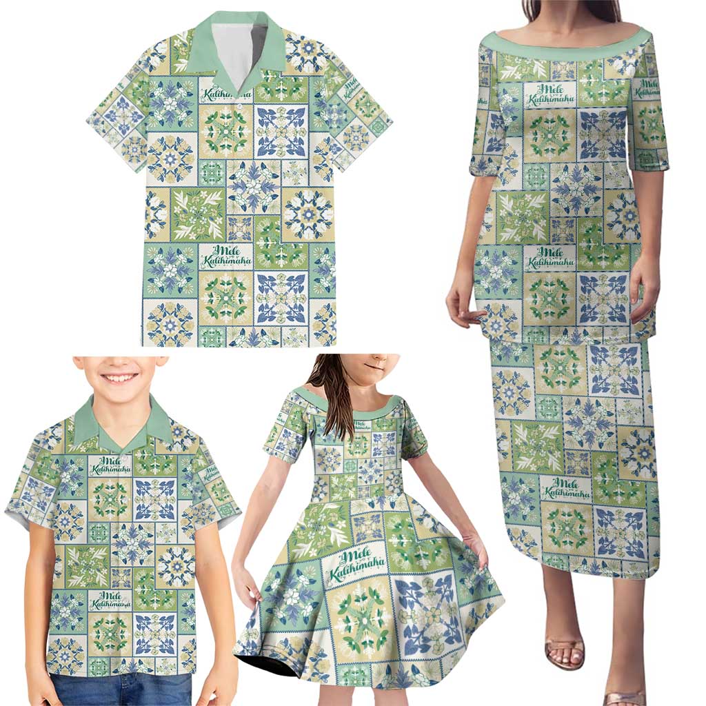 Mele Kalikimaka Hawaii Christmas Family Matching Puletasi and Hawaiian Shirt Omaomao Seamless Floral Motif - Polynesian Pride