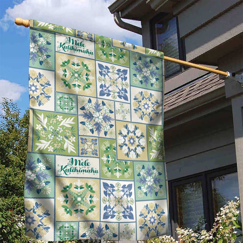 Mele Kalikimaka Hawaii Christmas Garden Flag Omaomao Seamless Floral Motif - Polynesian Pride