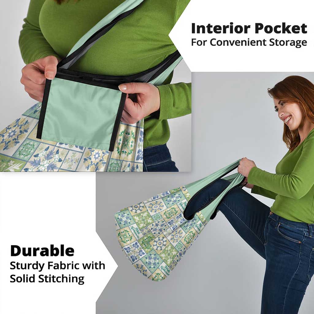 Mele Kalikimaka Hawaii Christmas Grocery Bag Omaomao Seamless Floral Motif - Polynesian Pride