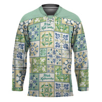 Mele Kalikimaka Hawaii Christmas Hockey Jersey Omaomao Seamless Floral Motif - Polynesian Pride