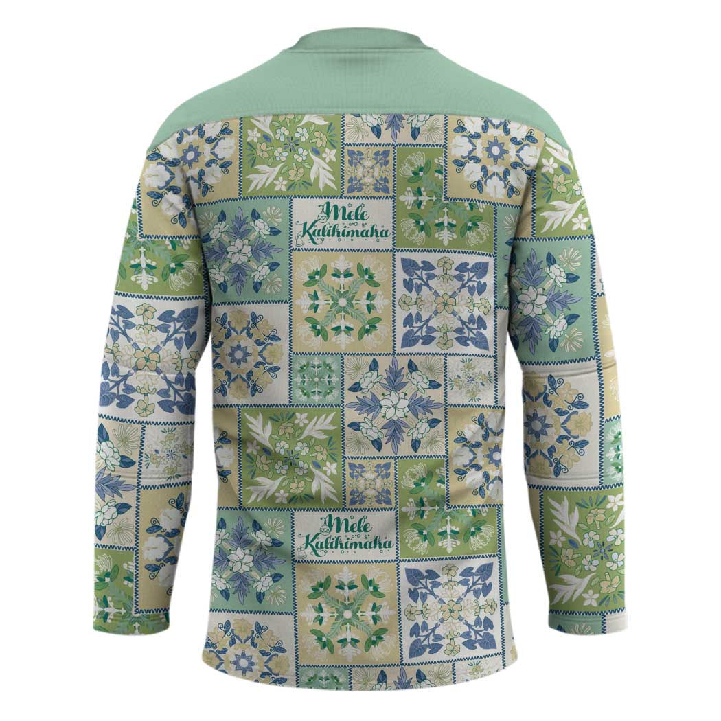 Mele Kalikimaka Hawaii Christmas Hockey Jersey Omaomao Seamless Floral Motif - Polynesian Pride