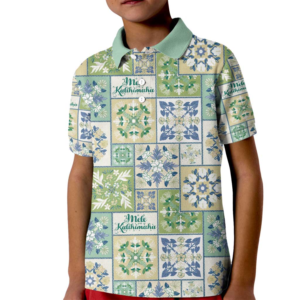 Mele Kalikimaka Hawaii Christmas Kid Polo Shirt Omaomao Seamless Floral Motif - Polynesian Pride