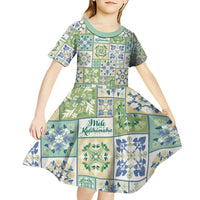 Mele Kalikimaka Hawaii Christmas Kid Short Sleeve Dress Omaomao Seamless Floral Motif - Polynesian Pride