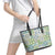 Mele Kalikimaka Hawaii Christmas Leather Tote Bag Omaomao Seamless Floral Motif - Polynesian Pride