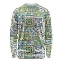 Mele Kalikimaka Hawaii Christmas Long Sleeve Shirt Omaomao Seamless Floral Motif - Polynesian Pride