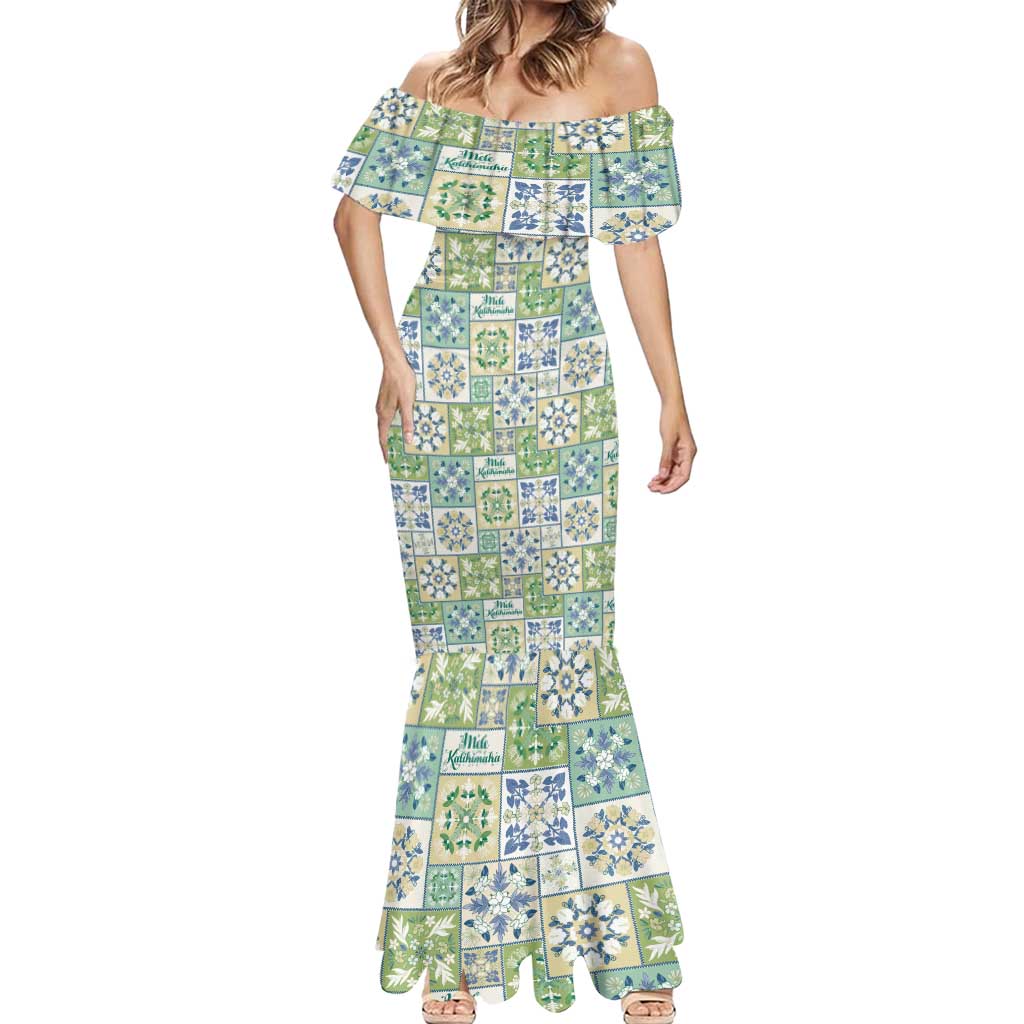 Mele Kalikimaka Hawaii Christmas Mermaid Dress Omaomao Seamless Floral Motif - Polynesian Pride