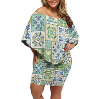 Mele Kalikimaka Hawaii Christmas Off Shoulder Short Dress Omaomao Seamless Floral Motif - Polynesian Pride
