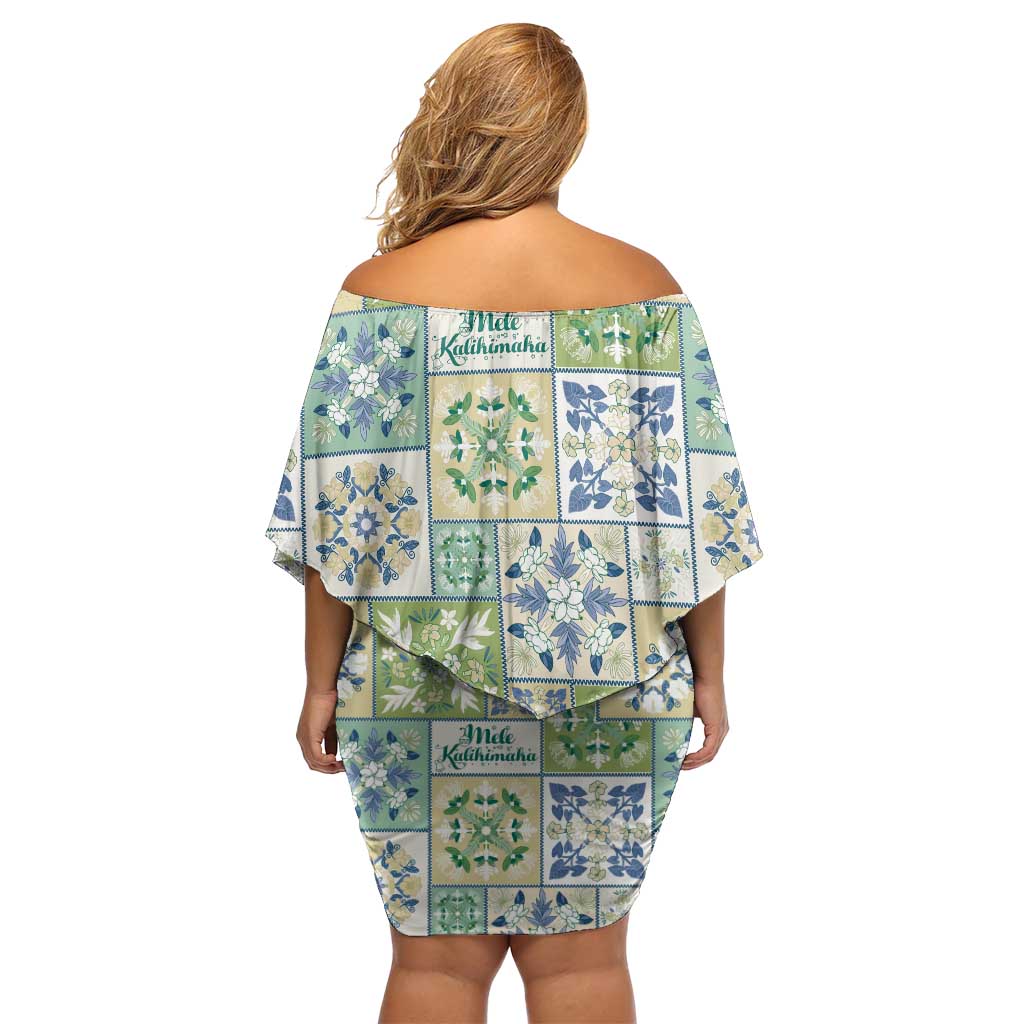 Mele Kalikimaka Hawaii Christmas Off Shoulder Short Dress Omaomao Seamless Floral Motif - Polynesian Pride