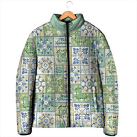 Mele Kalikimaka Hawaii Christmas Padded Jacket Omaomao Seamless Floral Motif - Polynesian Pride