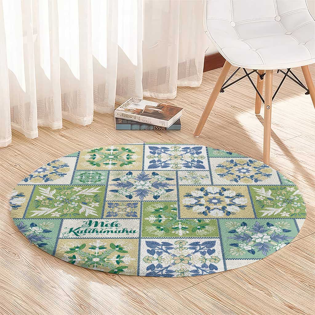 Mele Kalikimaka Hawaii Christmas Round Carpet Omaomao Seamless Floral Motif - Polynesian Pride