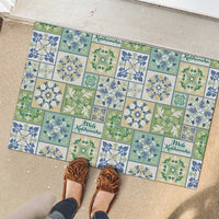 Mele Kalikimaka Hawaii Christmas Rubber Doormat Omaomao Seamless Floral Motif - Polynesian Pride