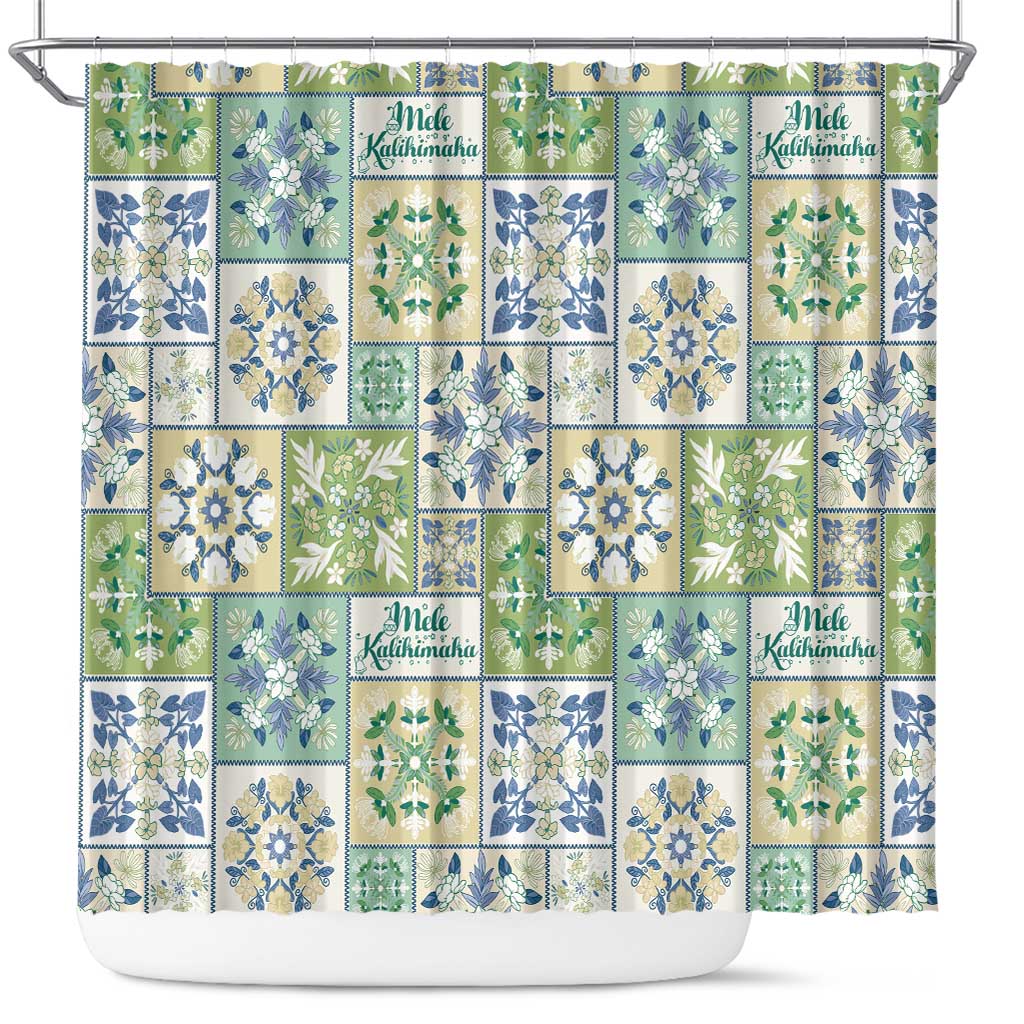 Mele Kalikimaka Hawaii Christmas Shower Curtain Omaomao Seamless Floral Motif - Polynesian Pride