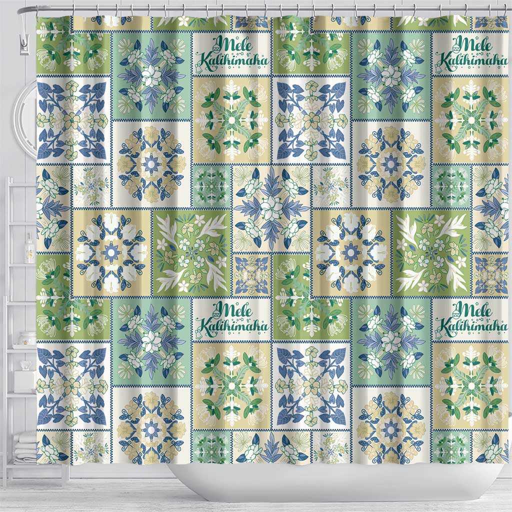 Mele Kalikimaka Hawaii Christmas Shower Curtain Omaomao Seamless Floral Motif - Polynesian Pride