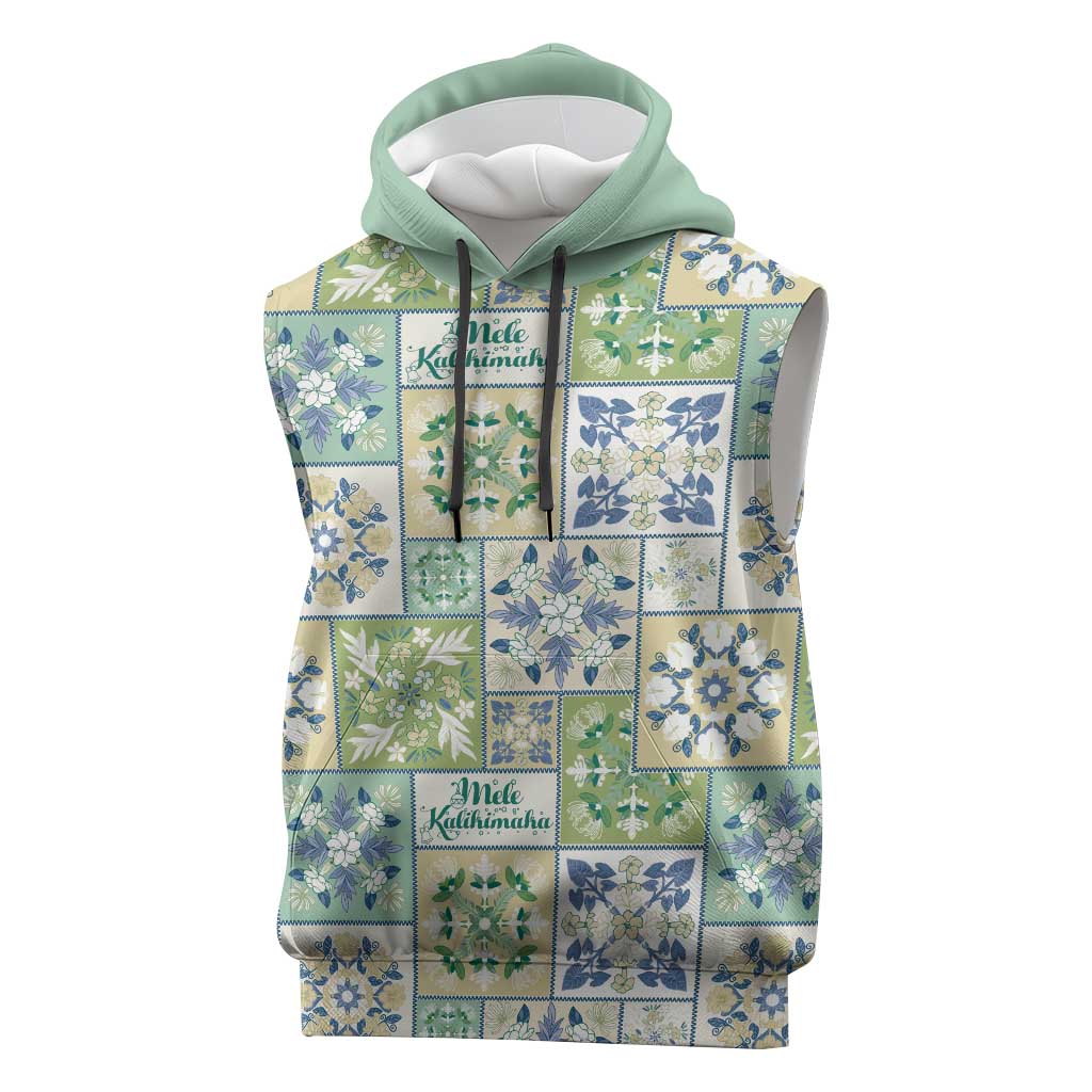 Mele Kalikimaka Hawaii Christmas Sleeveless Hoodie Omaomao Seamless Floral Motif - Polynesian Pride