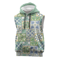 Mele Kalikimaka Hawaii Christmas Sleeveless Hoodie Omaomao Seamless Floral Motif - Polynesian Pride