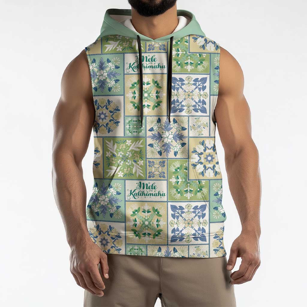 Mele Kalikimaka Hawaii Christmas Sleeveless Hoodie Omaomao Seamless Floral Motif - Polynesian Pride