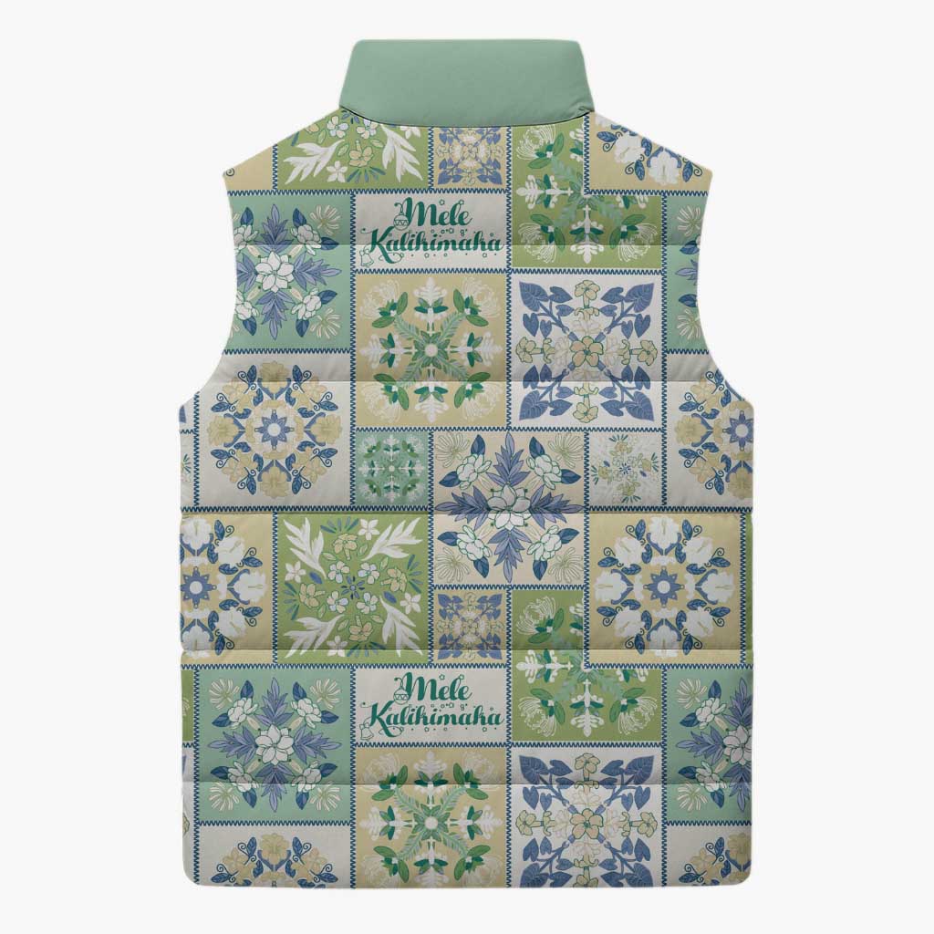 Mele Kalikimaka Hawaii Christmas Sleeveless Puffer Jacket Omaomao Seamless Floral Motif - Polynesian Pride