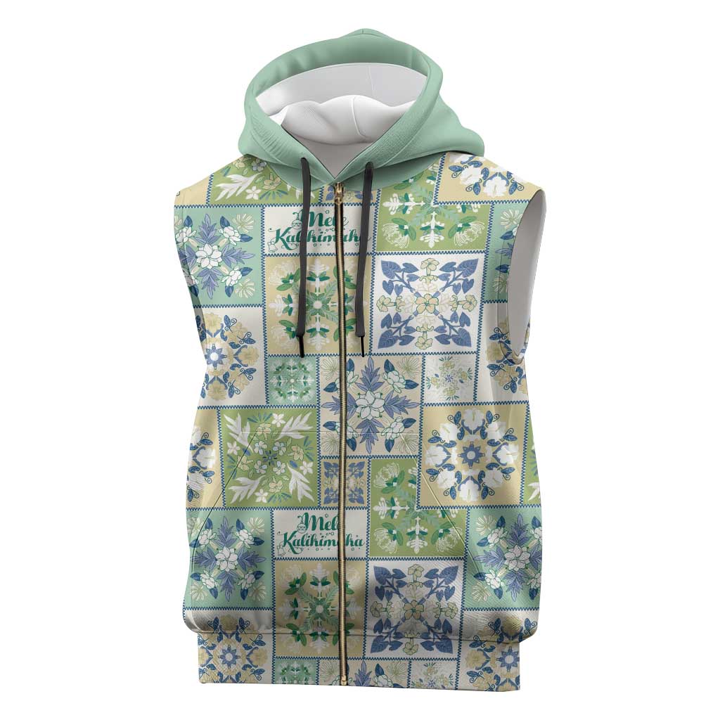 Mele Kalikimaka Hawaii Christmas Sleeveless Zip Hoodie Omaomao Seamless Floral Motif - Polynesian Pride