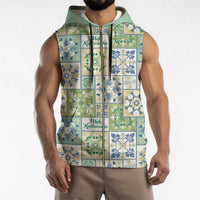 Mele Kalikimaka Hawaii Christmas Sleeveless Zip Hoodie Omaomao Seamless Floral Motif - Polynesian Pride