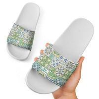 Mele Kalikimaka Hawaii Christmas Slide Sandals Omaomao Seamless Floral Motif - Polynesian Pride