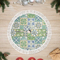 Mele Kalikimaka Hawaii Christmas Tree Skirt Omaomao Seamless Floral Motif - Polynesian Pride