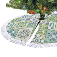 Mele Kalikimaka Hawaii Christmas Tree Skirt Omaomao Seamless Floral Motif - Polynesian Pride