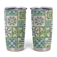 Mele Kalikimaka Hawaii Christmas Tumbler Cup Omaomao Seamless Floral Motif - Polynesian Pride