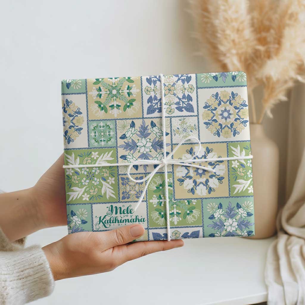 Mele Kalikimaka Hawaii Christmas Wrapping Paper Omaomao Seamless Floral Motif - Polynesian Pride
