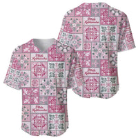 Mele Kalikimaka Hawaii Christmas Baseball Jersey Akala Seamless Floral Motif - Polynesian Pride