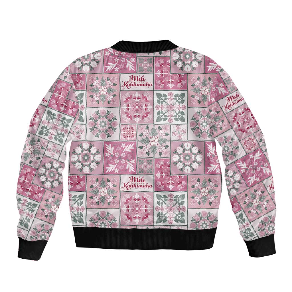 Mele Kalikimaka Hawaii Christmas Bomber Jacket Akala Seamless Floral Motif - Polynesian Pride