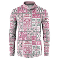 Mele Kalikimaka Hawaii Christmas Button Sweatshirt Akala Seamless Floral Motif - Polynesian Pride