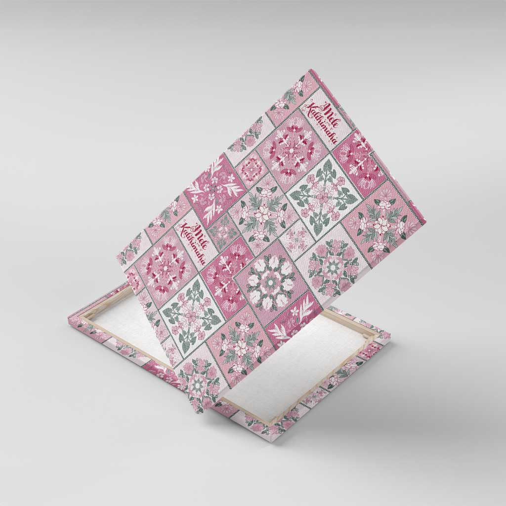 Mele Kalikimaka Hawaii Christmas Canvas Wall Art Akala Seamless Floral Motif - Polynesian Pride