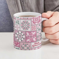 Mele Kalikimaka Hawaii Christmas Ceramic Mug Akala Seamless Floral Motif - Polynesian Pride